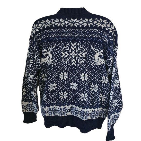 Vintage XXL Wool & Nylon Nordic Sweater Reindeer & Snowflake Pattern made in USA - Picture 2 of 9